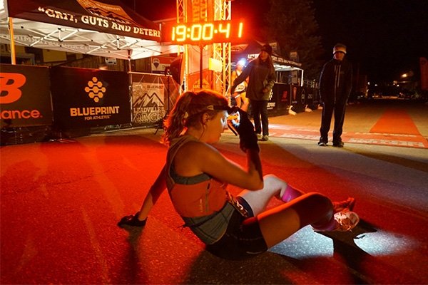 Clare Gallagher at the finish line