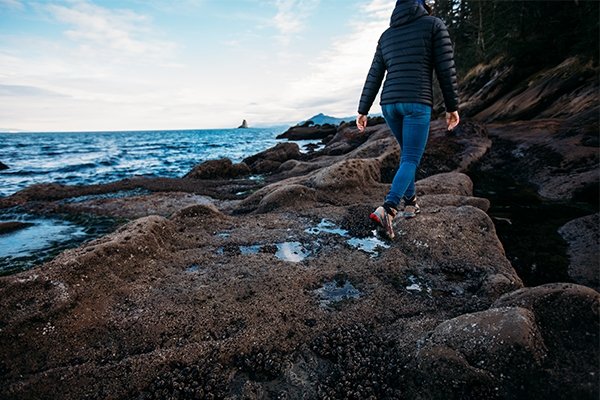 Hiker along the coast