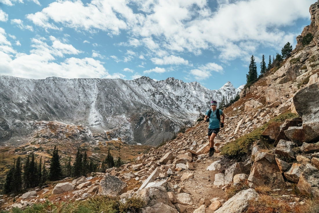 Running on mountain trail