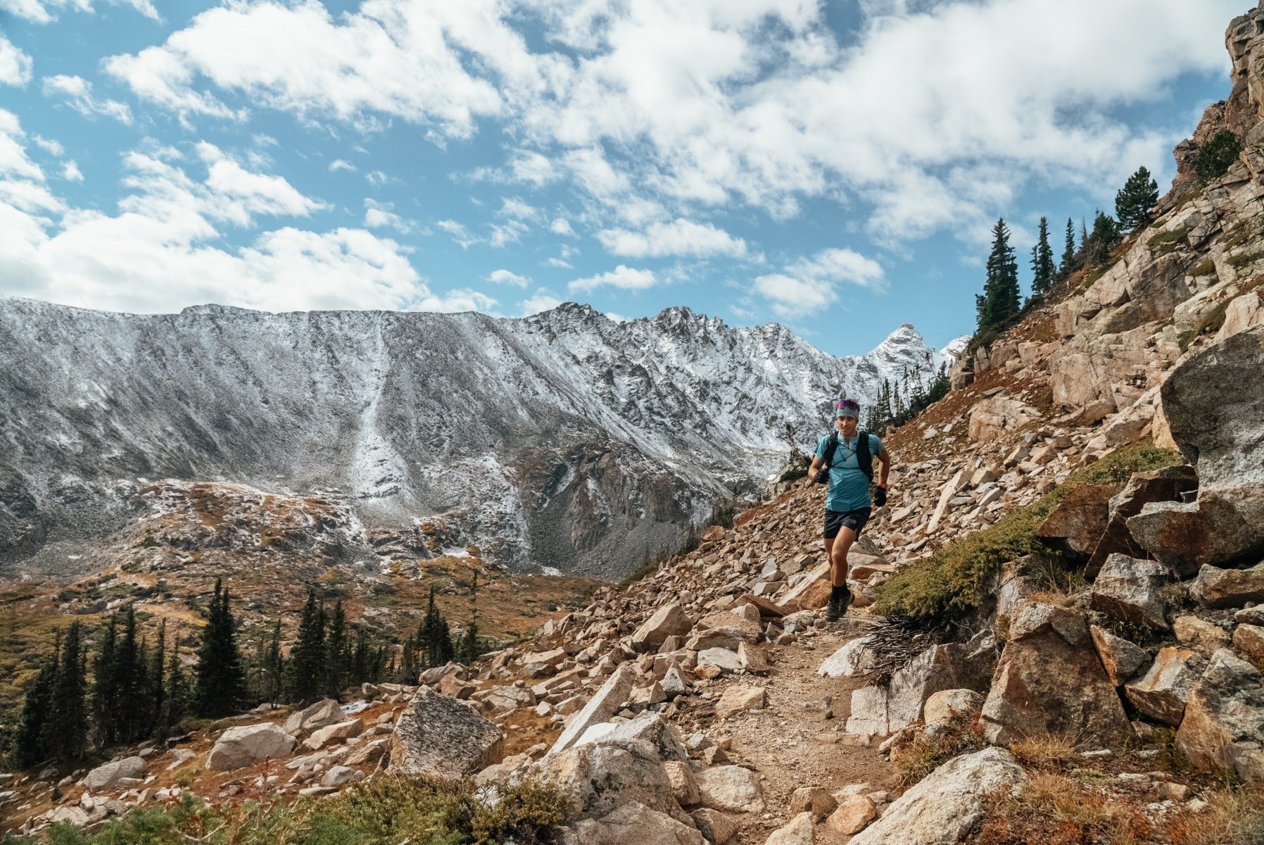 Running on mountain trail