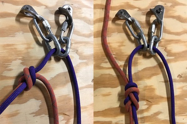 Rope going through bolted chains