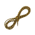 Une paire de lacets de remplacement Nepal EVO GTX à rayures jaunes et noires de La Sportiva est enroulée en forme de huit avec un nœud central, présenté sur un fond blanc.