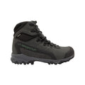 A black La Sportiva Nucleo High II GTX Wide hiking boot with rugged tread, high ankle support, metal eyelets, and Gore-Tex Surround waterproofing is shown in side profile on a white background.