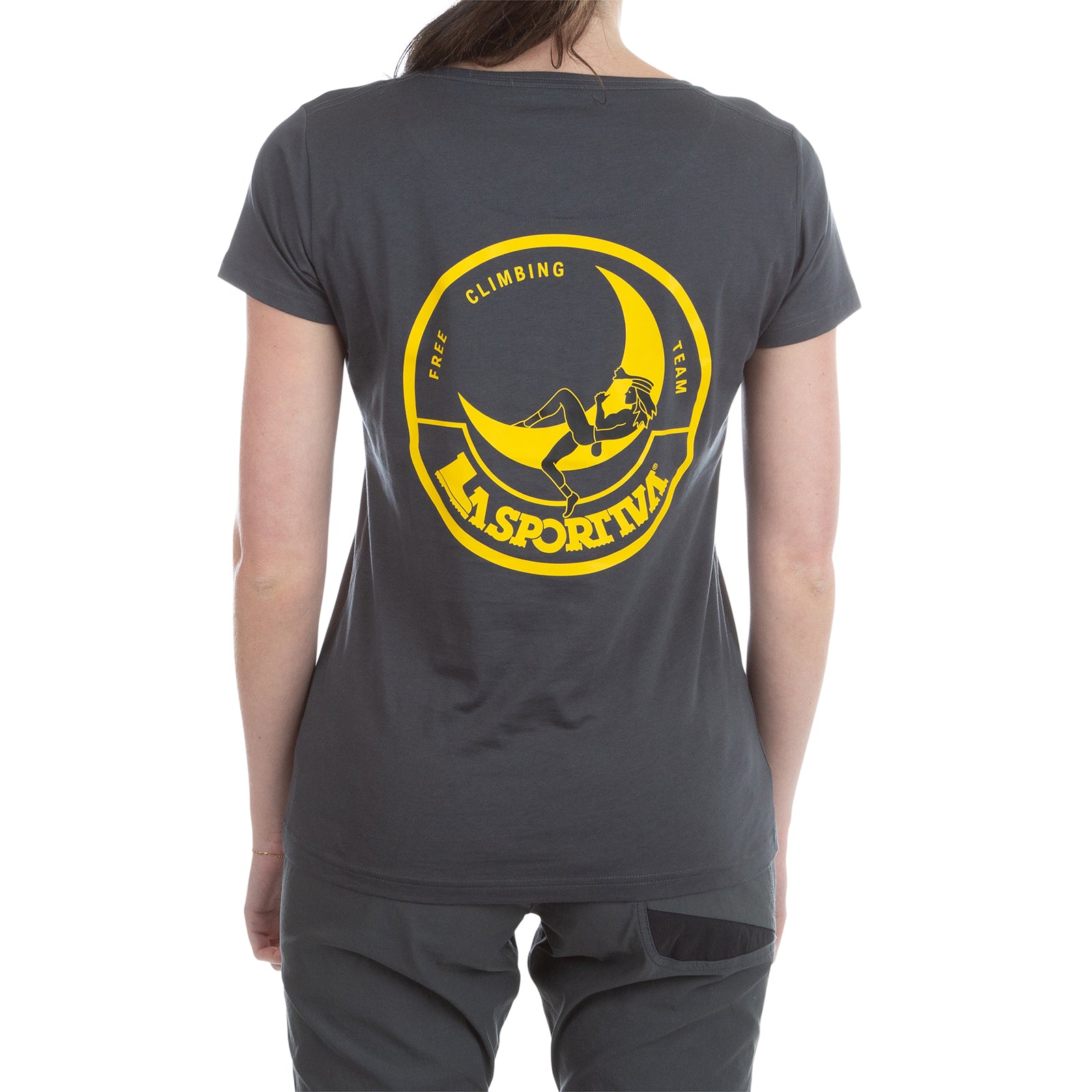 T-shirt d'escalade femme "Sur la lune" (2025) Carbone/Giallo Alt View #2

