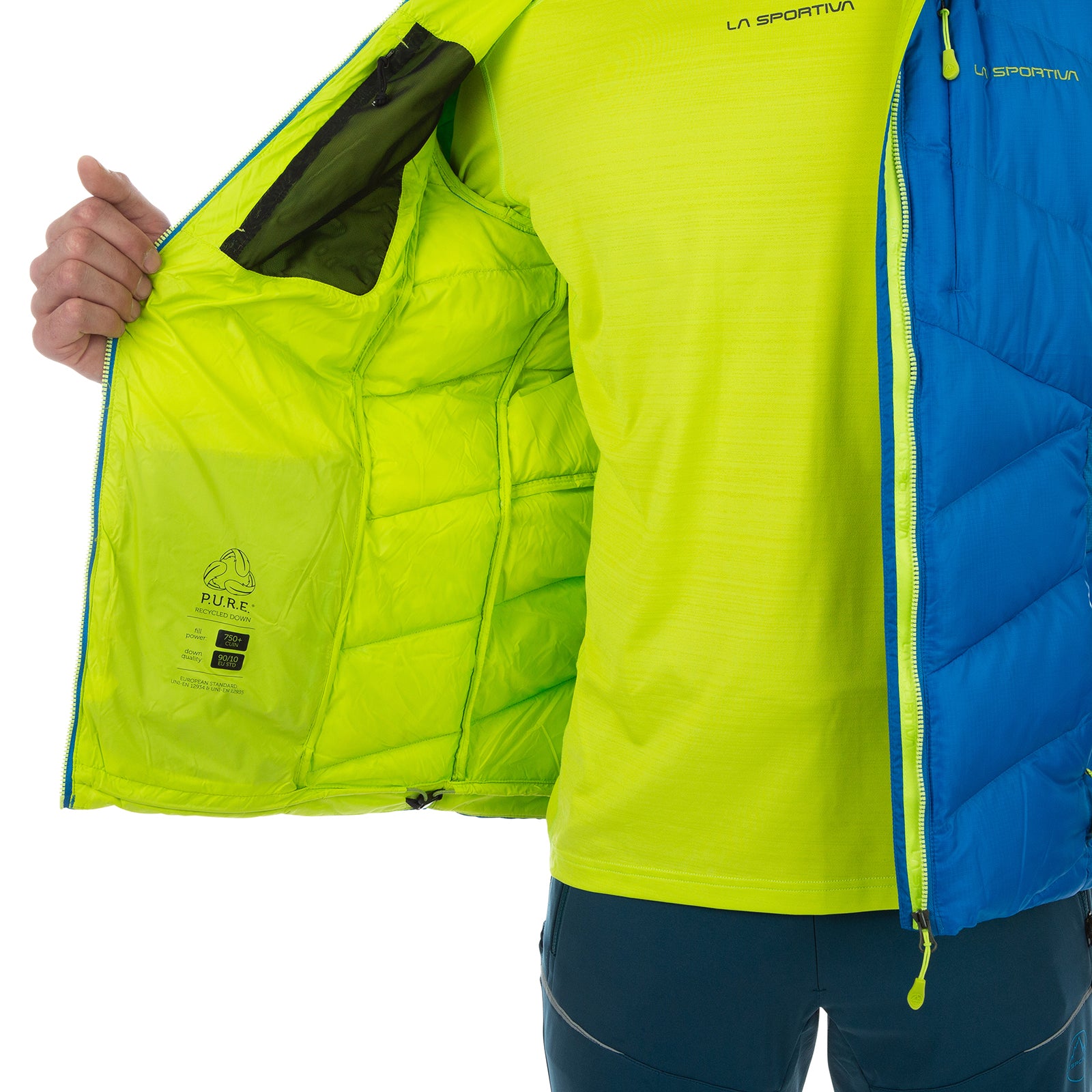 Bivouac Down Jacket Men's Electric Blue/Lime Punch Alt View #6
