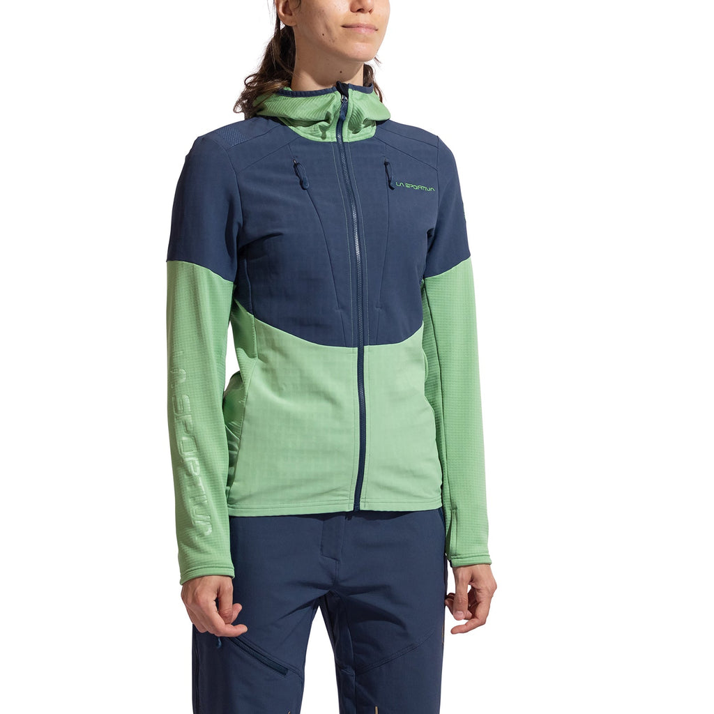 Sweat à capuche technique Session pour femmes Night Sky/Aspen Green Alt View #1
