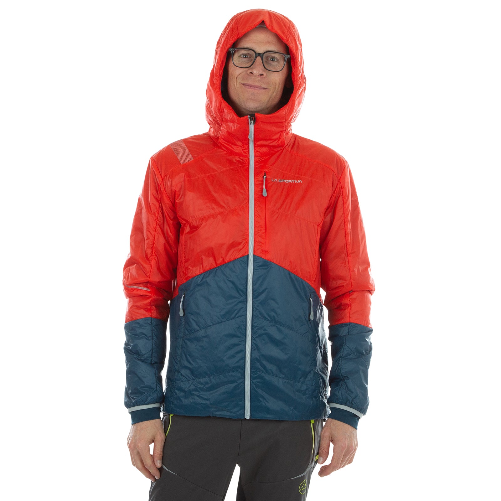 Guide alpin Primaloft Hoody Homme (2024) Coquelicot/Bleu orage Alt View #3
