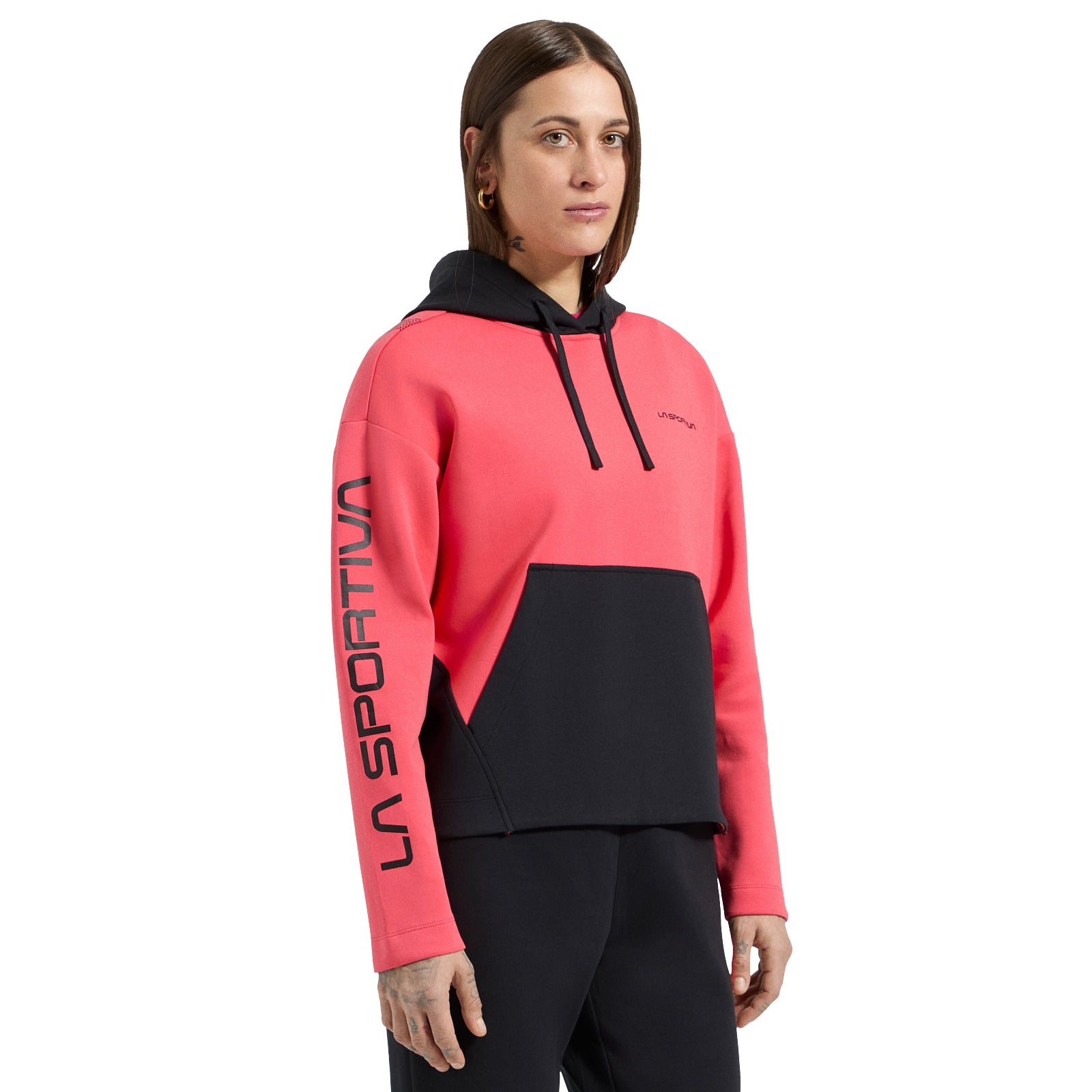 Podium Hoody Big Logo Women's Black/Hibiscus Alt View #3
