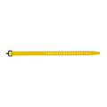 Le Ski Strap de La Sportiva est une sangle en silicone jaune réglable avec plusieurs trous et une boucle noire, présentée à plat sur un fond blanc - idéal pour le stockage et le transport des skis.