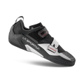 La Sportiva HyperEZ black and white beginner climbing shoes with dual hook-and-loop straps and a textured rubber toe cap.