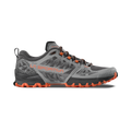 The La Sportiva Bushido III GTX is a high-performance trail running shoe in gray and black with orange accents, rugged tread, and Gore-Tex technology for superior waterproof protection, featuring the La Sportiva logo on the side.