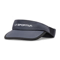 La Sportiva Skyline Visor (2025) est une visière de sport gris foncé avec un logo La Sportiva blanc, la technologie TurboDry, un bord incurvé et une bande noire ajustable - parfaite pour le trail running.