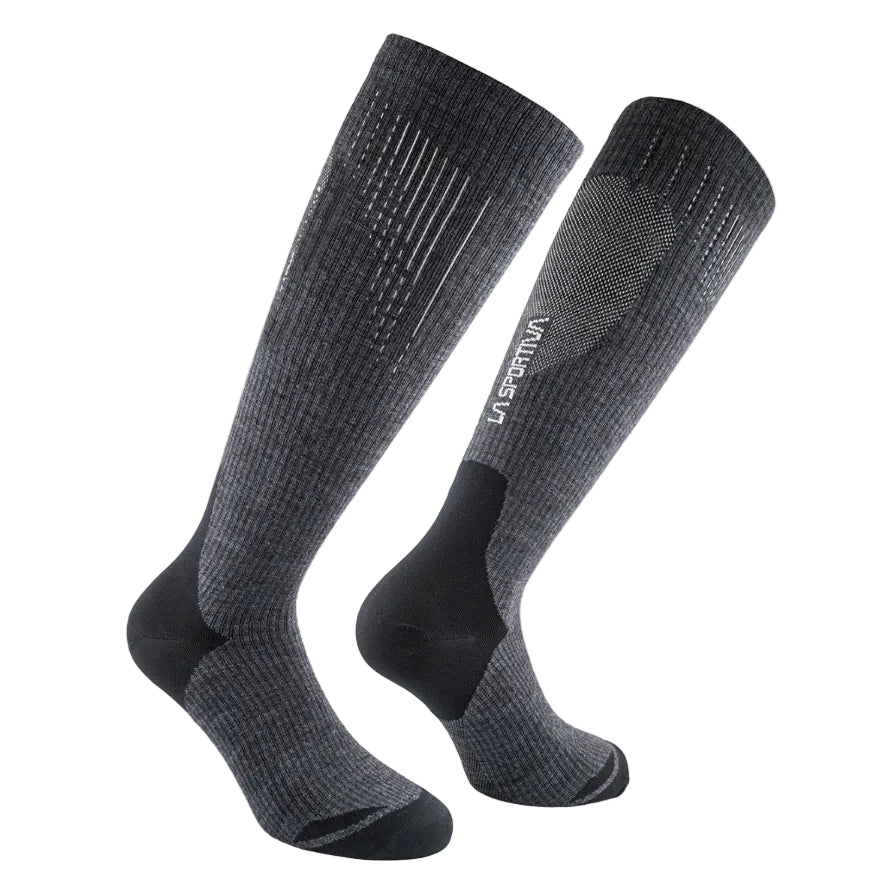 Chaussettes techniques en laine Carbone/Noir